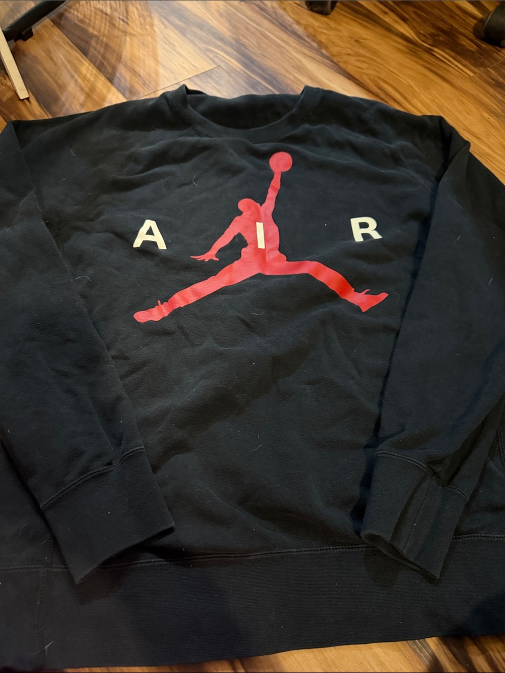 Nike Black Crewneck Sweatshirt with Red Jumpman and White AIR